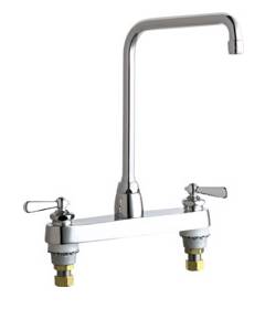 Chicago Faucets - 1100-HA8-241ABCP - 8-inch Center Deck Mounted Sink Faucet with Traditional Lever Handles