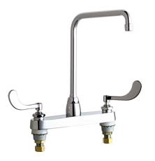 Chicago Faucets - 1100-HA8-317XKABCP - 8-inch Center Deck Mounted Sink Faucet with High-Rise Spout and Wrist blade handles.
