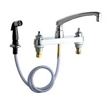 Chicago Faucets - 1102-LESSHDLCP - 8-inch Center Deck Mounted Sink Faucet with Side Spray