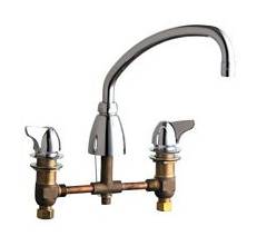 Chicago Faucets - 1201-AXKCP - 8-inch Deck Mounted Kitchen Sink Faucet