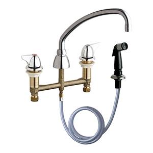 Chicago Faucets 200-A1000CP - 8-inch Center Concealed Kitchen Sink Faucet with Side Spray