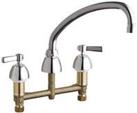 Chicago Faucets 201-RSL9E3VPABCP - 8-inch Center Concealed Kitchen Sink Faucet, Less Side Spray