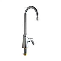 Chicago Faucets - 350-ABCP - Single Hole, Single Control Bar Faucet with Gooseneck Rigid/Swing Spout and Solid Brass Body