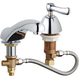 Chicago Faucets 404-HZCWCP - Adjustable Concealed Deck Mount Lavatory Metering Cold Water Only Sink Faucet