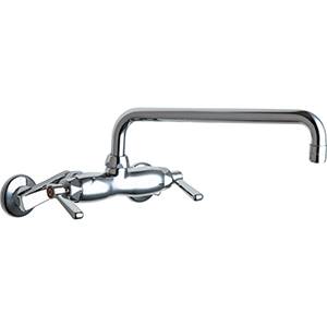 Chicago Faucets - 445-L12RABCP Adjustable Wall Mounted Faucet, L12 - Swing Spout and E3 - 2.2 GPM Softflo® Aerator. Faucet also includes 369 - Lever Handles and Quaturn™ Operating Cartridges