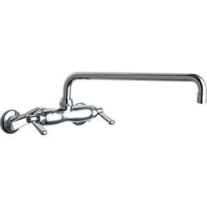 Chicago Faucets - 445-L15ABCP Adjustable Wall Mounted Faucet, L15 - Swing Spout and E3 - 2.2 GPM Softflo® Aerator. Faucet also includes 369 - Lever Handles and Quaturn™ Operating Cartridges