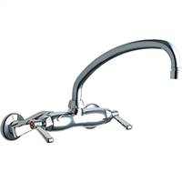 Chicago Faucets - 445-L9VPCABCP Adjustable Wall Mounted Faucet, L9 - Swing Spout and E3VP - Vandal Resistant 2.2 GPM Softflo® Aerator. Faucet also includes 369 - Lever Handles and Quaturn™ Operating Cartridges