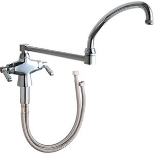 Chicago Faucets 50-DJ21ABCP - Two Handle, Single Hole Deck Mounted Faucet with 21-inch Double Jointed Swing Spout