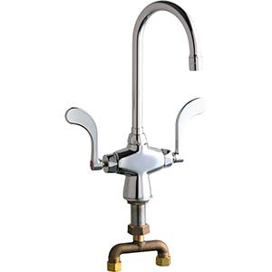 Chicago Faucets 50-T317XKABCP - Two Handle, Single Hole Deck Mounted Faucet with T-Mixer and Wristblade Handles