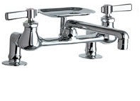 Chicago Faucets - 728-CP - Bridge Style Kitchen Faucet with Soap Dish