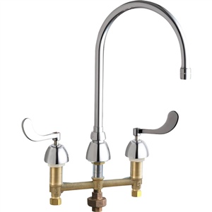 Chicago Faucets - 786-TWGN8AE3ABCP - Widespread Lavatory Faucet with Third Water Inlet