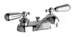 Chicago Faucet 797-D374CPR 4" Center Lavatory Faucet with Pop-UP Drain and Decorative Lever Handles