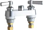 Chicago Faucets 895-LESAB 4 inch Center Deck Mounted Sink Faucet with Less Spout, Indexed Lever Handles and Quaturn™ Cartridges