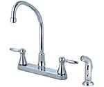 Central Brass 80123-TSA1L2 - Two Handle Cast Brass Kitchen Faucet with Tri-Arc Spout, Lever Handles and Side Spray