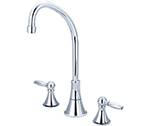 Central Brass 81172-TSA1L1 - Two Handle Concealed Ledge Kitchen Faucet with Tri-Arc Spout and Lever Handles