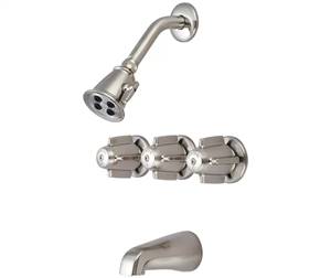 CENTRAL BRASS TC-3-BN Three Handle Tub And Shower Trim Kit