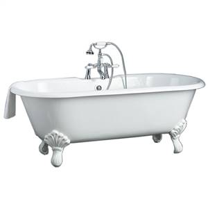 Cheviot 2171-BB-PB REGAL Cast Iron Bathtub with Shaughnessy Feet, Biscuit Interior, Biscuit Exterior, Polished Brass Feet Tub