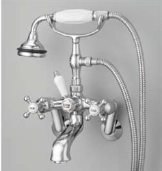 Cheviot 5100PB - TUB FILLER WITH HAND SHOWER-CROSS HANDLES-POLISHED BRASS