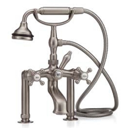 Cheviot 5115PN - TUB FILLER WITH HAND SHOWER-ALL METAL-CROSS HANDLES-POLISHED NICKEL