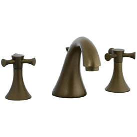 Cifial 246.110.V05 - Brookhaven Widespread Lavatory Faucet with Crown Cross - Aged Brass