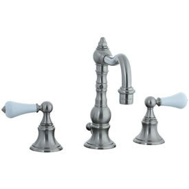 Cifial 262.130.620 - High Porcelain Lever Pillar Widespread Lavatory Faucet - Satin Nickel