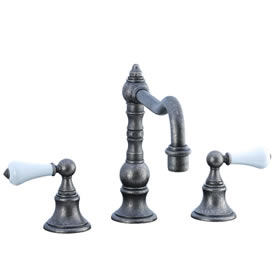 Cifial 262.250.D20 - High Porcelain Handle Pillar Kitchen Widespread Faucet without Spray -Distressed Nickel