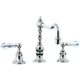 Cifial 265.250.721 - High Crystal Handle Pillar Kitchen Widespread Faucet without Spray - Polished Nickel