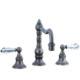 Cifial 265.250.D20 - High Crystal Handle Pillar Kitchen Widespread Faucet without Spray -Distressed Nickel