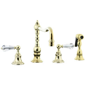 Cifial 265.255.X10 - High Crystal Handle Pillar Kitchen Widespread Faucet with spray -PVD Brass