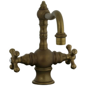 Cifial 267.105.V05 - High T-body 1-hole Lavatory Faucet with Cross Handle-Aged Brass