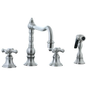 Cifial 267.255.620 - High Pillar Kitchen Widespread Faucet with spray -Satin Nickel