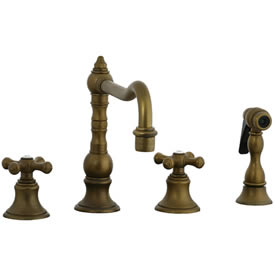 Cifial 267.255.V05 - High Pillar Kitchen Widespread Faucet with spray - Aged Brass