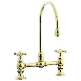 Cifial 267.270.X10 - High Gooseneck Bridge Kitchen or Bar Faucet - PVD Brass