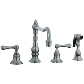 Cifial 268.255.620 - High Pillar Kitchen Widespread Faucet with spray -Satin Nickel