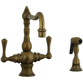 Cifial 268.355.V05 - High T-body 1-hole Kit Faucet with Spray Lever Handle - Aged Brass