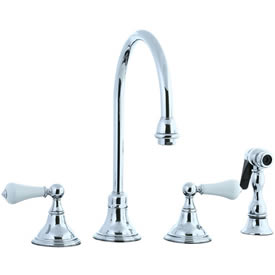 Cifial 272.245.625 - Asbury Porcelain Lever Kitchen Widespread Faucet with spray - Polished Chrome