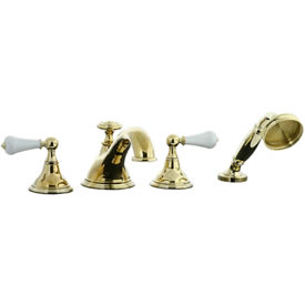 Cifial 272.645.X10 - Asbury Porcelain Lever 4-pc. Teapot Roman Tub Faucet Trim -PVD Brass