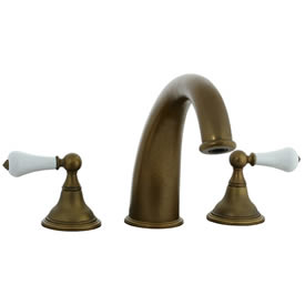 Cifial 272.650.V05 - Asbury Porcelain Lever 3-pc Hi-arch Roman Tub Faucet Trim - Aged Brass