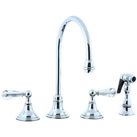 Cifial 275.245.625 - Asbury Crystal Handle Kitchen Widespread Faucet with spray - Polished Chrome