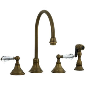 Cifial 275.245.V05 - Asbury Crystal Handle Kitchen Widespread Faucet with spray - Aged Brass