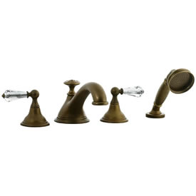 Cifial 275.645.V05 - Asbury Crystal Handle 4-pc. Teapot Roman Tub Faucet Trim - Aged Brass