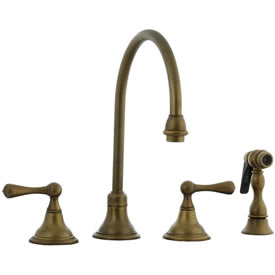 Cifial 278.245.V05 - Asbury Kitchen Widespread Faucet with spray - Aged Brass