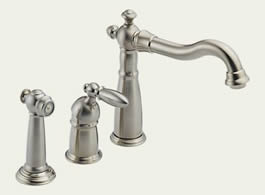 Delta 155-SS-DST Victorian: Single Handle Kitchen Faucet With Spray, Stainless