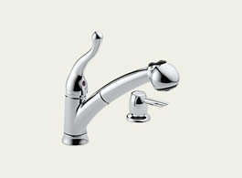Delta Talbott: Single Handle Pull-Out Kitchen Faucet With Soap Dispenser - 16997-SD-DST