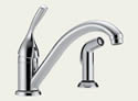 Delta 175-DST Delta 134 / 100 / 300 / 400 Series: Single Handle Kitchen Faucet with Spray