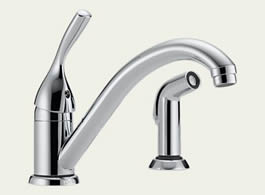 Delta 175-DST Classic: Single Handle Kitchen Faucet With Spray, Chrome