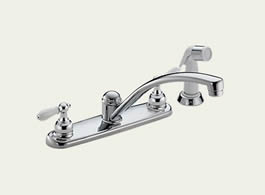Delta Classic: Two Handle Kitchen Faucet With Spray - 2402-LHP
