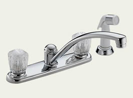 Delta 2402LF Classic: Two Handle Kitchen Faucet With Spray, Chrome