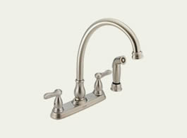 Delta Orleans: Two Handle Kitchen Faucet With Spray - 2457-SS