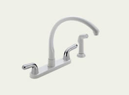 Delta Waterfall: Two Handle Kitchen Faucet With Spray - 2476-WHLHP